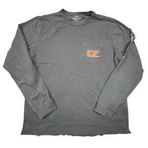Vineyard Vines T Shirt Mens M Navy Blue Long Sleeve Whale Football Graphic